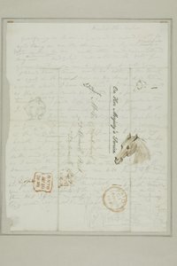 Sem título (carta de Cruikshank com esboços de cabeça de cavalo) de George Cruikshank