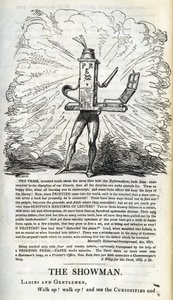 Vitória da Imprensa para as liberdades do povo, ilustração de &39;The Political Showman - em casa!&39; por William Hone, publicado em 1821 de George Cruikshank