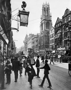 Fleet Street olhando para o oeste, cidade de Londres, década de 1920