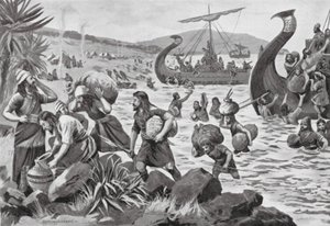 Colonização de Chipre pelos fenícios (litografia)