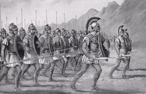 Uma falange macedônia, ilustração da "História das Nações de Hutchinson", 1915