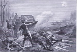 Corporal Ashworth reorganizando sua coluna de transporte sob fogo pesado (premiado DCM) de George Derville Rowlandson