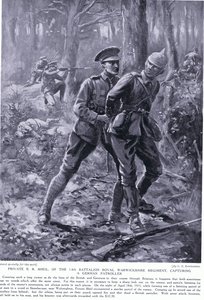 O soldado BR Shiel premiou o DCM por capturar um patrulheiro alemão na Bélgica em abril de 1915 de George Derville Rowlandson