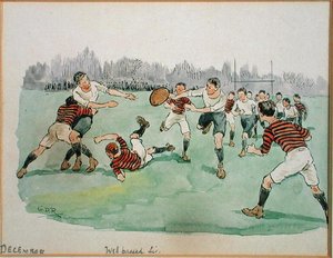 O Mês de Dezembro: Rugby (caneta e tinta e aguarela sobre papel)