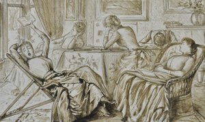 Tédio, c.1880-90 (caneta e tinta) de George du Maurier