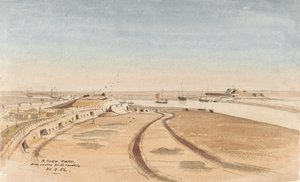 N Fort Taku do centro-sul cavalier, 30.3.62.   (aquarela) de George E.L.S. Sanford