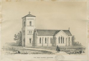 Stafford - Igreja de Cristo: litografia colorida, nd [ Meados do século 19] (impressão) de George E. Hamilton