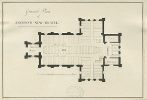 Stafford - Planta baixa da Igreja de Cristo: desenho com caneta e tinta, nd [c 1838] (desenho) de George E. Hamilton