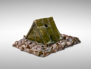 Tinteiro de tenda de casa, c. 1900 (faiança) de George E. Ohr
