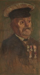 Retrato de J. Lennon, R.A., c. 1920 (óleo sobre painel) de George Edmund Butler