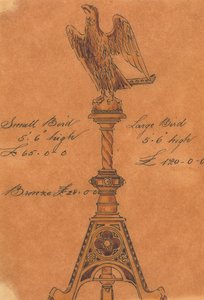 Desenhos executados para Jones e Willis, trabalhadores de metal e madeira e fabricantes de mobiliário de igrejas de Birmingham e Londres