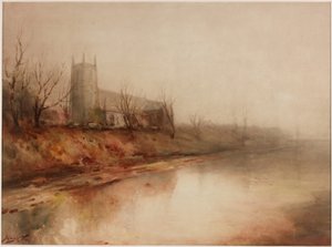 Outono - Hurworth on Tees (lápis e aquarela a bordo) de George Edward Horton