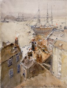 No Tyne, North Shields (lápis e aquarela sobre papel (colado a bordo))