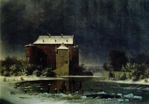 Casa assombrada na neve, 1848 (óleo) de George Emil Libert