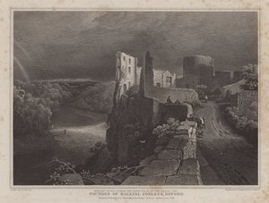 Barnard Castle, Durham, terra natal de John Balliol, fundador do Balliol College, Oxford (gravura) de George Fennel (after) Robson