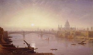 Ponte Southwark e Catedral de São Paulo da Ponte de Londres: noite, de George Fennel Robson