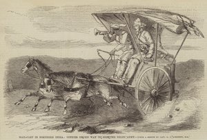 Mail-Cart no norte da Índia, oficial em seu caminho para se juntar ao exército de Delhi de George Francklin Atkinson
