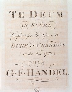Página de título da partitura de Te deum de G F Handel de George Frederick Handel