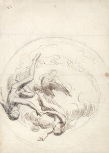 Estudo para uma decoração circular no teto (caneta e tinta marrom e grafite) de George Frederick Watts