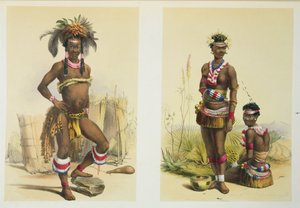 N&39;Pae a Young Zulu em Gala Dress e duas das Dancing Girls de King Panda, prato 19 de &39;The Kafirs Illustrated&39;, 1849