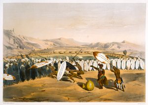 Umpanda revendo suas tropas em Nonduengi, 1849 de George French Angas