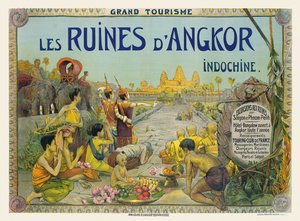 Cartaz francês anunciando os Templos de Angkor, na Indochina de George Groslier