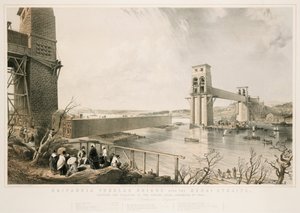Britannia Tubular Bridge durante a construção, 3 de dezembro de 1849