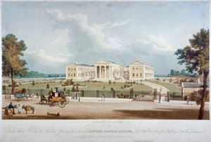 Vista sudoeste do London Orphan Asylum em Lower Clapton, Hackney, Londres, c1830