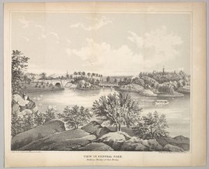 Vista no Central Park com a Balcony Bridge e o Oak Bridge Valentines Manual, 1861.
