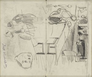 Números no Visbank em Delft e estudos de figuras de George Hendrik Breitner