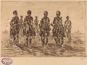 Hussardos galopando em vista frontal de George Hendrik Breitner