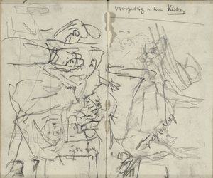 Folha de estudo com figuras e uma vaca de George Hendrik Breitner