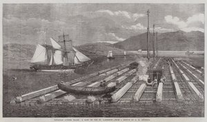 Canadian Lumber Trade, uma jangada no St Lawrence de George Henry Andrews