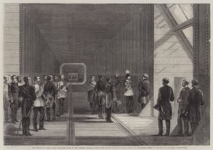 O Príncipe de Gales, fechando o último rebite da ponte tubular de Victoria sobre o St Lawrence
