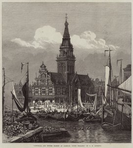 Townhall and Butter Market em Alkmaar, Holanda do Norte