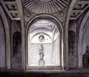 A Sculptural Gallery Interior (aguarela com lápis sobre papel) de George Henry Bailey