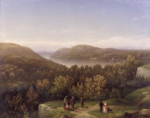 Vale do rio Hudson de Fort Putnam, West Point, 1855