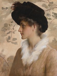 Retrato de uma senhora, 1888 (wc com bodycolour no papel) de George Henry Boughton