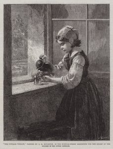 The Cottage Window, na Suffolk Street Exhibition para o alívio do sofrimento nos bairros de algodão de George Henry Boughton