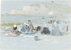 Lavadeiras na praia de Etretat de George Henry Boughton