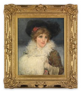 Mulher, meio comprimento (Óleo sobre tela) de George Henry Boughton