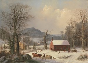 Red School House (cenário campestre) de George Henry Durrie