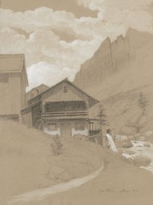Casa nos Alpes, Cortina, 1883 (grafite com guache branco em papel marrom)