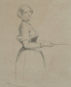 Retrato de uma jovem mulher, 1856 (grafite em papel tufado)