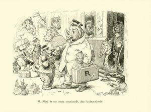 O Sr. Rhino fez uma entrada sensacional em Acclimatationville (litografia) de George Henry Thompson