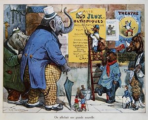 Os Jogos Olímpicos dos Animais, c.1910 (cor litho)