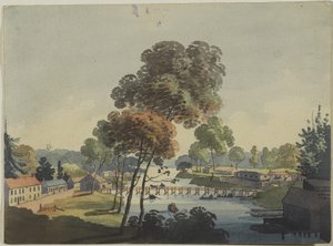 Aldeia de Chippawa perto das Cataratas do Niágara, c.1801 (wc em papel tufado)