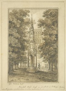 Bristol High Cross como estava no College Green em 1763 (lápis e aguarela sobre papel) de George Holmes