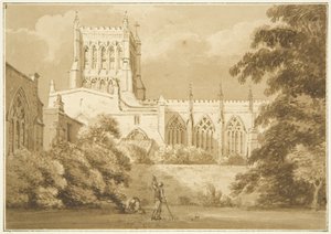 Vista Sul da Catedral de Bristol (lápis e aguarela sobre papel) de George Holmes