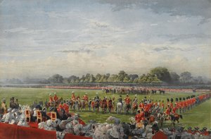 A primeira distribuição do VC pela Rainha Victoria, Hyde Park, em 26 de junho de 1857, publicada por Henry Graves and Co., 25 de junho de 1858